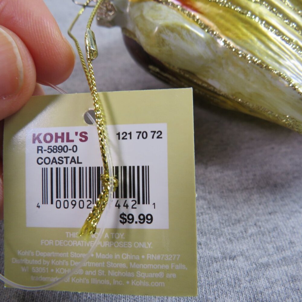 Sea Shell Blown Glass & Glittered with other Nautical Ornaments - Picture 9 of 15
